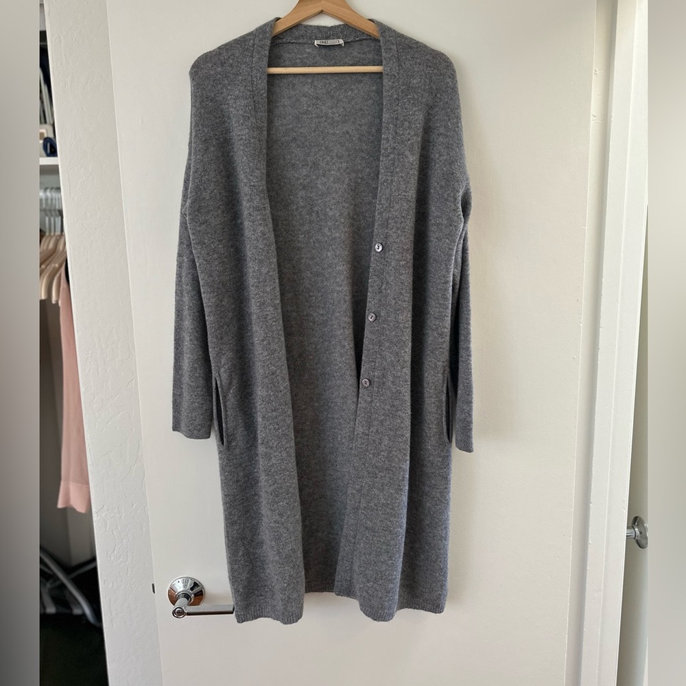 Charcoal Women's Long Cashmere Cardigan